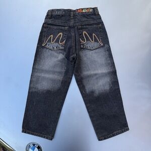 Vtg 90s Y2K Moshiko Mobhiko Black Cable Stitched Vintage Japanese Baggy Denim 5